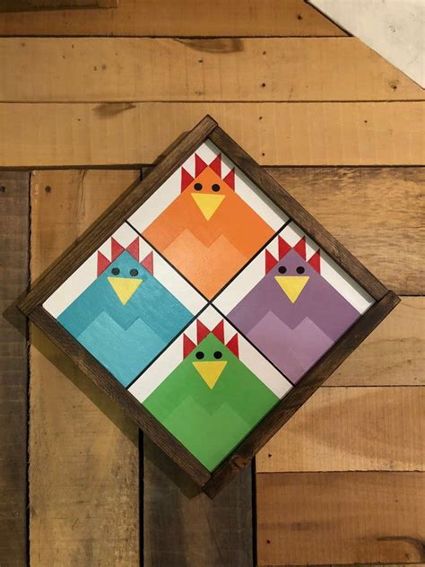 Spring Chickens Mini Barn Quiltquilt Square Etsy Barn Quilt