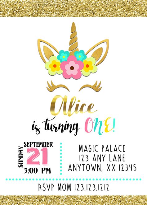 Magical Unicorn Birthday Invitations Invitetique