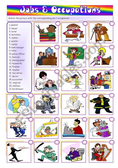Jobs And Occupations Matching And Writing 2 Pages Fully Editable