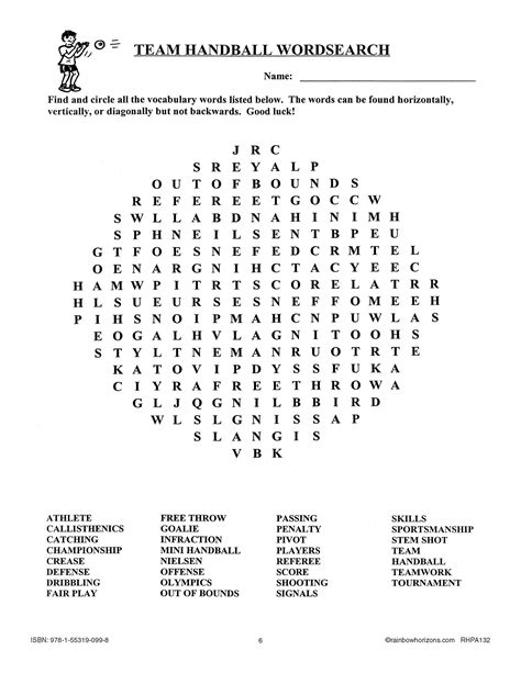 Complete A Word Search Puzzle About Team Handball With