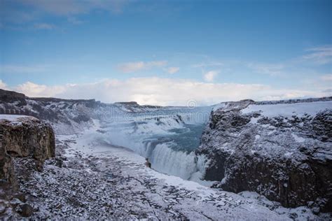 Aerial View On Gullfoss Waterfall Iceland Stock Photo Image Of