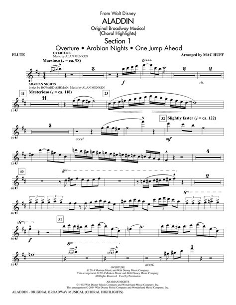 Aladdin Choral Highlights From Aladdin The Broadway Musical Arr Mac Huff Flute
