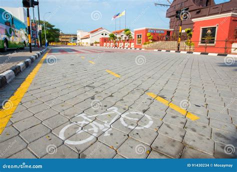 Bike Lane For Safety Ride In Town Stock Photo Image Of Bike City