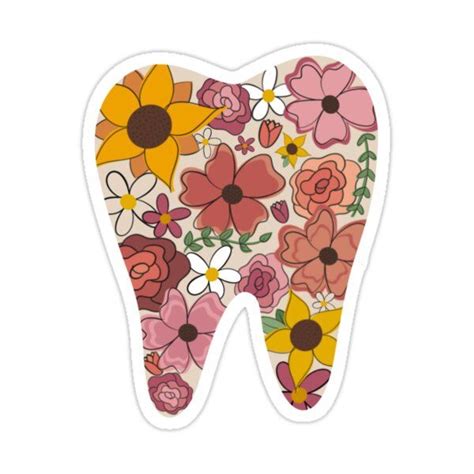 warm floral tooth sticker by artkita in 2021 dental wallpaper dentist art dental art