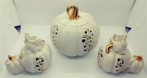 Lenox Pierced Pumpkin Votive With Matching Candlestick Holders 24k Gold