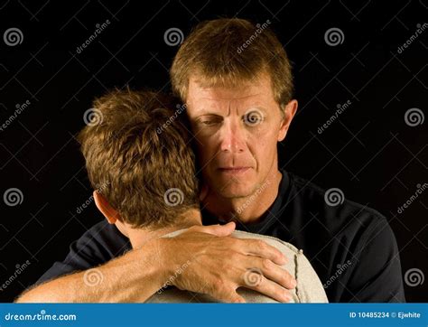 Father Crying Hugs Son Stock Photo Image Of Emotional 10485234