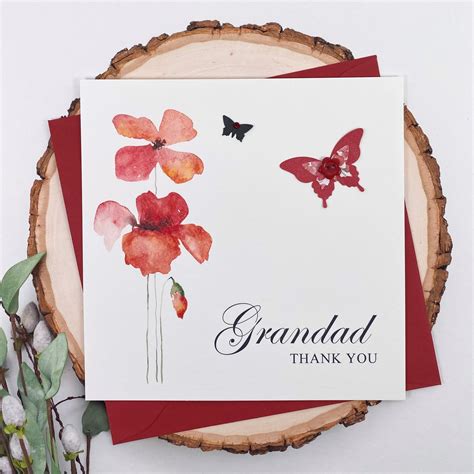 Handmade Thank You Card Poppies Handmade Cards Pink And Posh