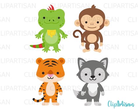 Animals A To Z Clipart Animal Alphabet Clip Art Cute Nursery Etsy