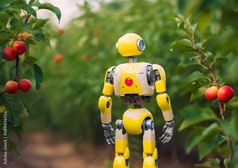 Experience The Future Of Farming With Our Yellow Agricultural Robot