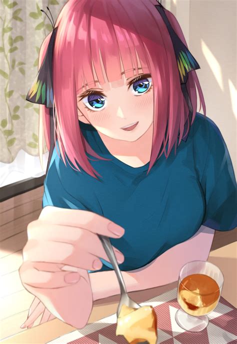 5 Toubun No Hanayome Anime Girls Short Hair Pink Hair Ribbon Nakano