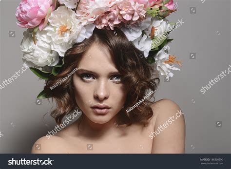 Beauty Portrait Young Girl Flowers Her Stock Photo 186336290 Shutterstock
