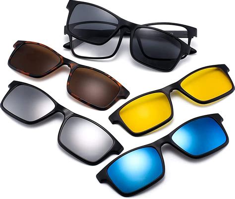 Buy Black Eagle Magnetic Attachment 5pcs Combo Polarized Clip On Sunglasses Plastic Frame For