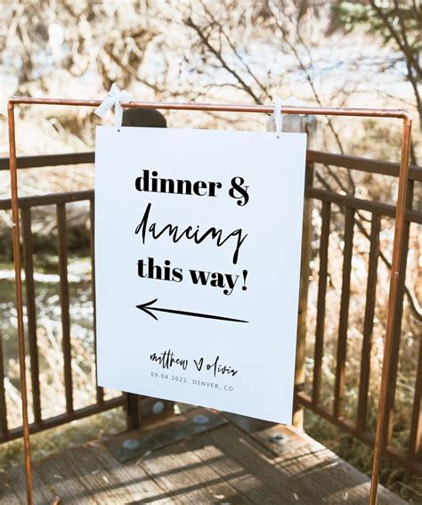 Party This Way Sign Template Modern Wedding Welcome Sign With Arrow