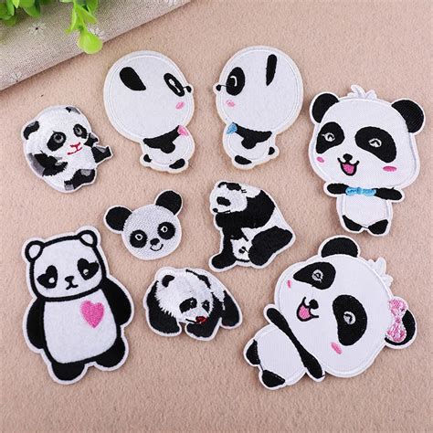 1 Pcs Cute Panda Patches Parches Embroidery Iron On Patch For Baby Girl