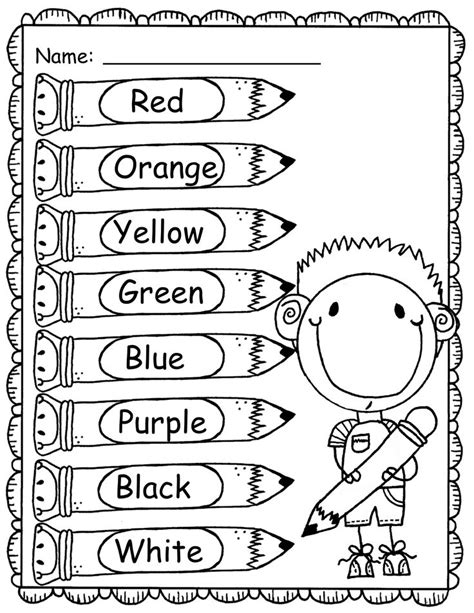 Worksheets For Kindergarten Colors Video Games Triply