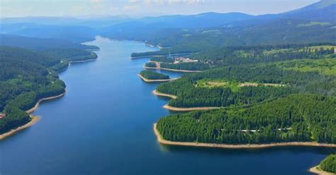 Aerial Drone Footage Of A Oasa Lake From Sureanu Mountains Alba County