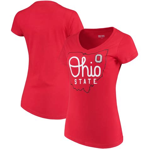 Ohio State Buckeyes Womens State V Neck T Shirt Scarlet