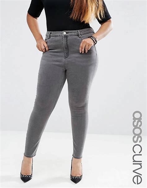 Asos Curve High Waist Ridley Jeans In Slated Gray Asos
