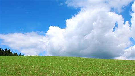 Green Meadow And Blue Sky With Clouds Stock Video Footage Storyblocks