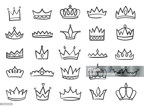 Logo Mahkota Yang Digambar Tangan Doodle Mahkota Raja Atau Ratu Putri