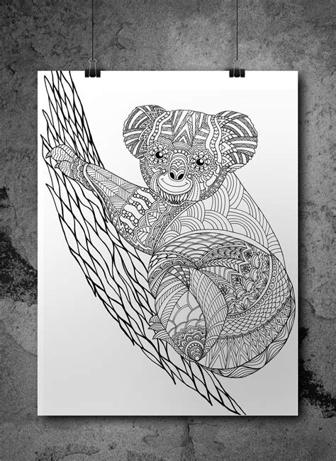 Koala Bear Printable Art Zentangle Doodles Mandalas And Etsy