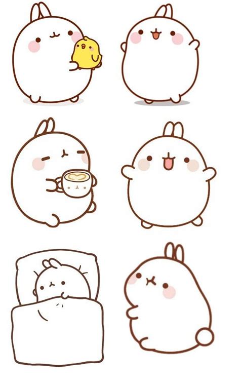 Molang Stickers ૮ ・ﻌ・ა Cute Stickers Cute Easy Drawings Mini Drawings
