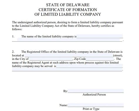 Delaware Certificate Of Formation Quick Filing Guide For Llc