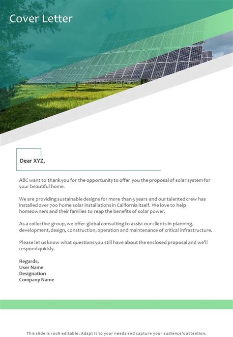 Cover Letter Solar Rooftop Project Proposal One Pager Sample Example