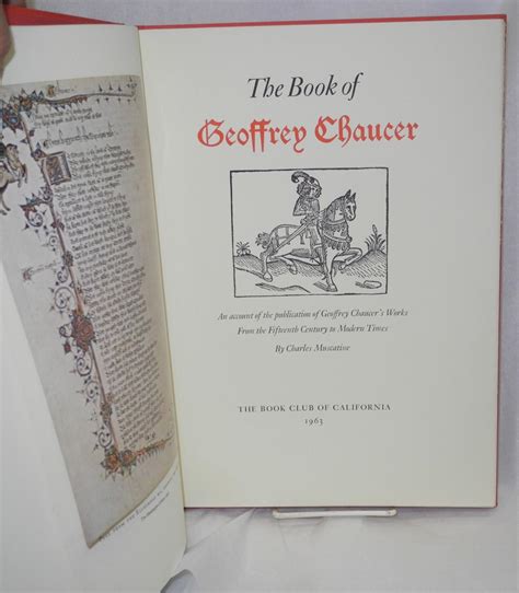 The Book Of Geoffrey Chaucer An Account Of The Publication Of Geoffrey