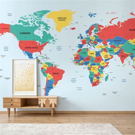 Incredible World Map Wall Mural Wallpaper 2022 World Map With Major