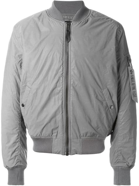 Lyst Alpha Industries Zipped Bomber Jacket In Gray For Men