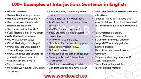 Interjections Sentence Vocab Quiz