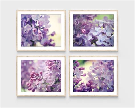 Lilac Flowers Prints Floral Wall Art Set Of 4 Prints Etsy