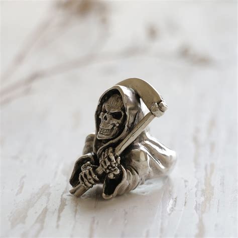 Grim Reaper Skull Ring For Men Made Of Sterling Silver 925 Etsy