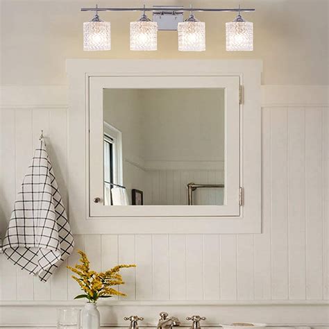 Enjoy vintage industrial style with modern convenience. Vanity Art Elegant Bathroom Vanity 4 Light Clear Glass ...