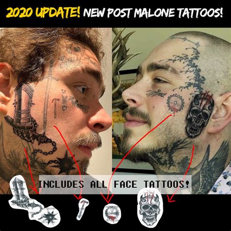Post Malone Ultimate Set Temporary Tattoo UPDATE Post Etsy