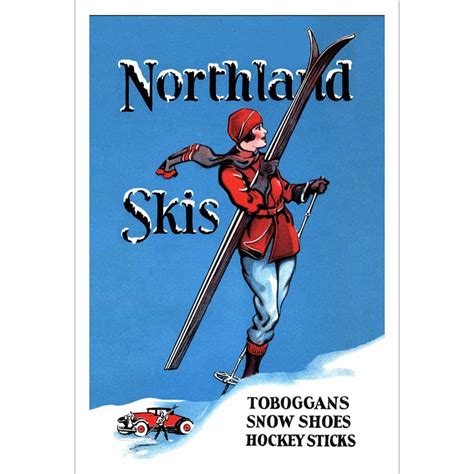 Northland Skis Vintage Art Deco Ski Poster Advertisement