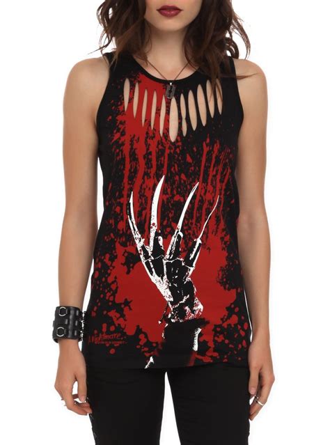 Tank Top With A Slashed And Splattered Freddy Krueger