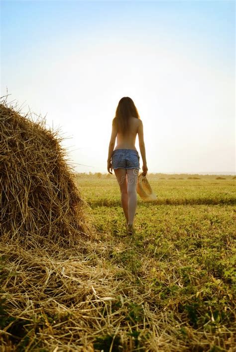 Half Naked Girl In The Hay Stock Photo Image Of Field 40294014