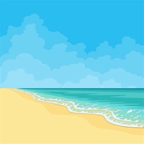 Premium Vector Seascape Blue Sky And Calm Sea Sandy Beach