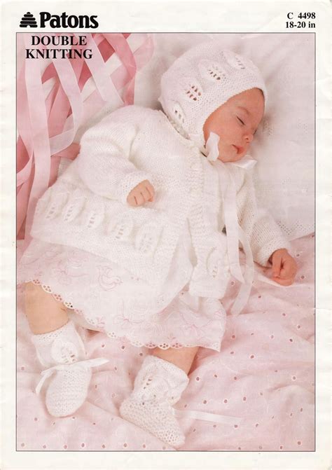 Knitted baby cardigans free patterns in 2020 | baby cardigan knitting pattern, baby sweater knitting pattern, baby cardigan knitting pattern free. Patons 4498 Matinee Coat, Bonnet and Bootees : Free ...