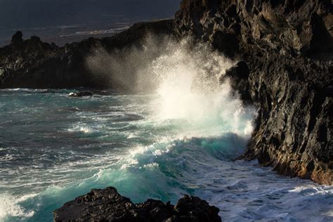 Ocean Waves Crashing On Rocky Shores Image Free Stock Photo Public