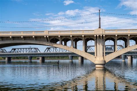 Tempe Town Lake Bridges In Tempe Arizona America Usa Stock Image