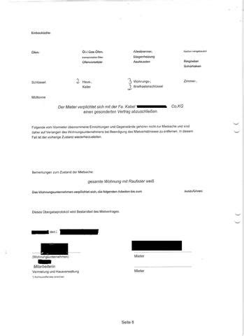 Sowohl vermieter als auch scheidende mieter sind gut beraten, wenn sie gemeinsam ein wohnungsübergabeprotokoll bei auszug ausfüllen. Raufaser Weiß bei Auszug? (Mietrecht, Mietvertrag ...