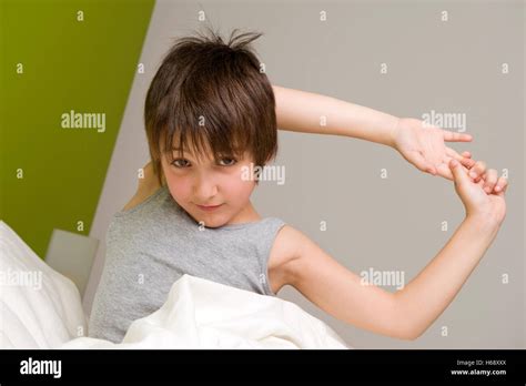 Little Boy Waking Up In The Morning Stock Photo Alamy