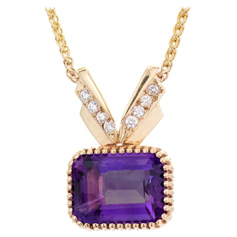 Mens Gold Amethyst And Diamond Necklace For Sale At 1stdibs Amethyst