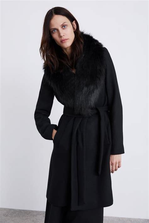 coat with faux fur collar outerwear women zara fashion coat