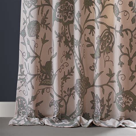 Sophie Embroidered Cotton Crewel Curtain Panel