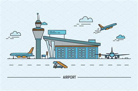Building Airport Custom Designed Illustrations ~ Creative Market