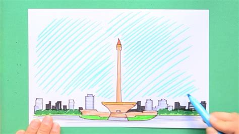How To Draw Monas Monument Jakarta Easy Drawings Dibujos Faciles